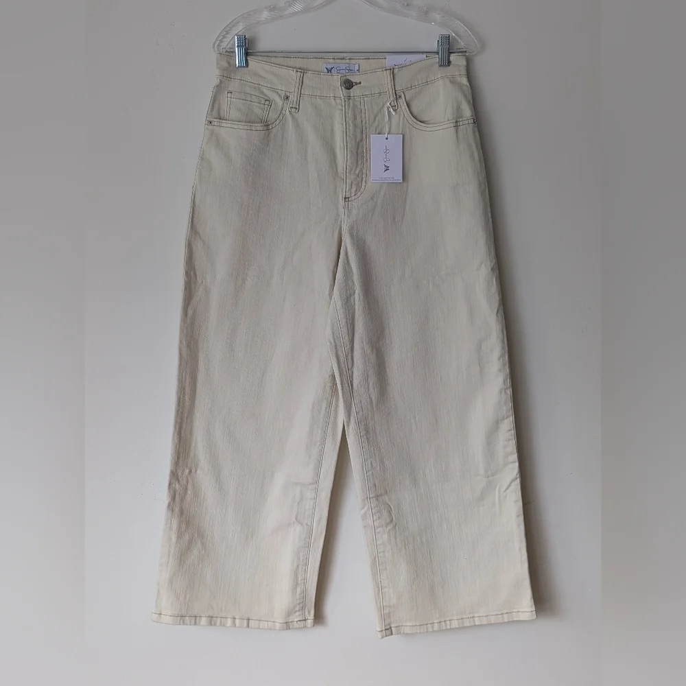 NWT Jessica Simpson Primrose Wide Leg Crop Cream Denim Jeans Size 8 - Picture 1 of 10